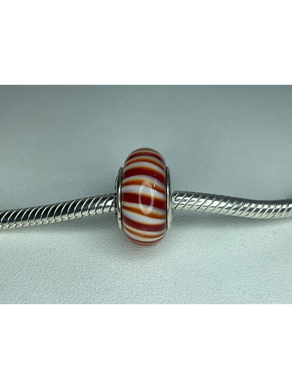 Pandora Murano Glass Cinnamon Candy Stripes Charm Retired
